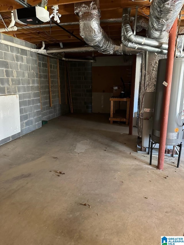 basement with water heater