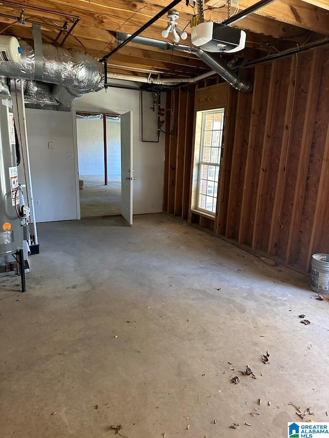 basement with gas water heater