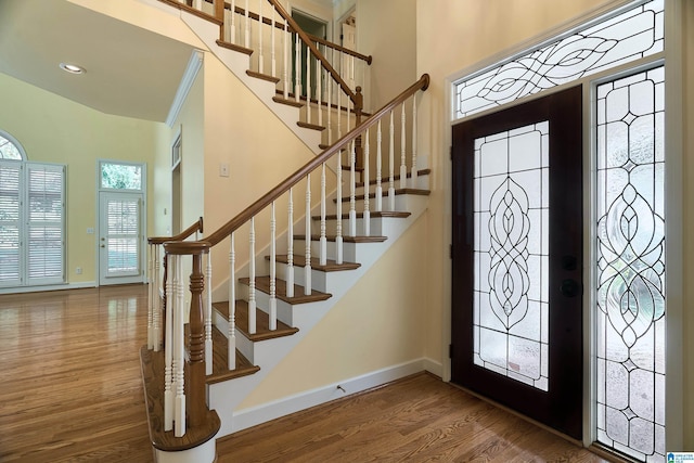 foyer with hardwood / wood-style floors