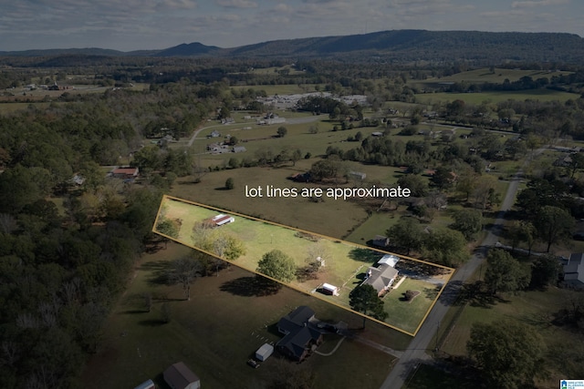 birds eye view of property with a mountain view