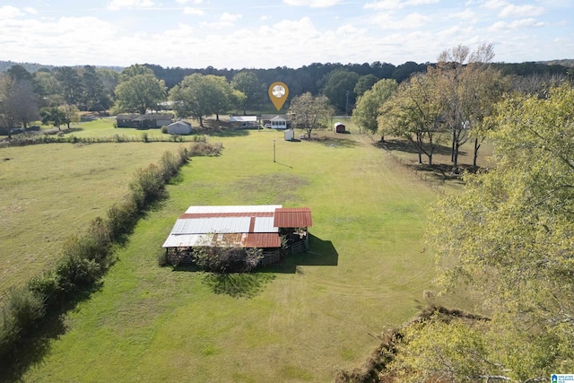 bird's eye view featuring a rural view