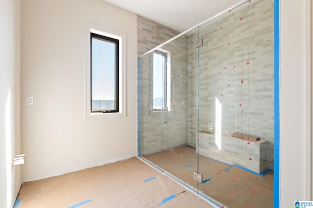 bathroom featuring walk in shower