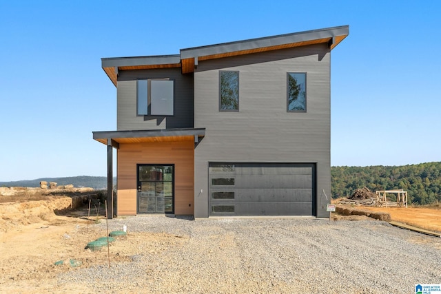 contemporary home with a garage