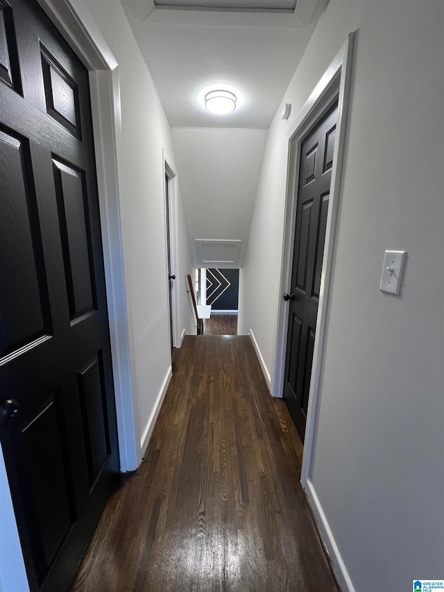 hall featuring dark hardwood / wood-style floors