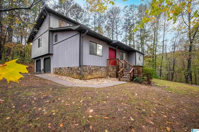 exterior space featuring a garage