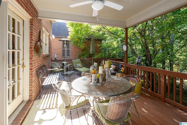 deck featuring ceiling fan