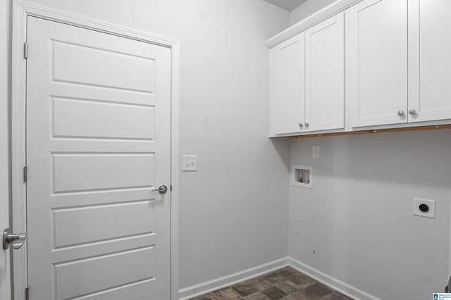 laundry room with hookup for an electric dryer, cabinets, and hookup for a washing machine