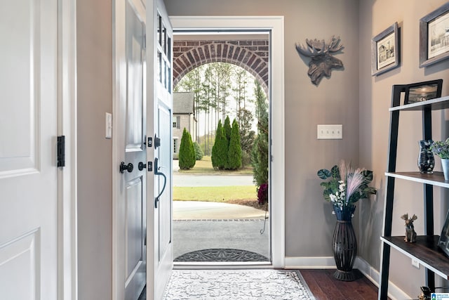 entrance foyer with dark wood-type flooring