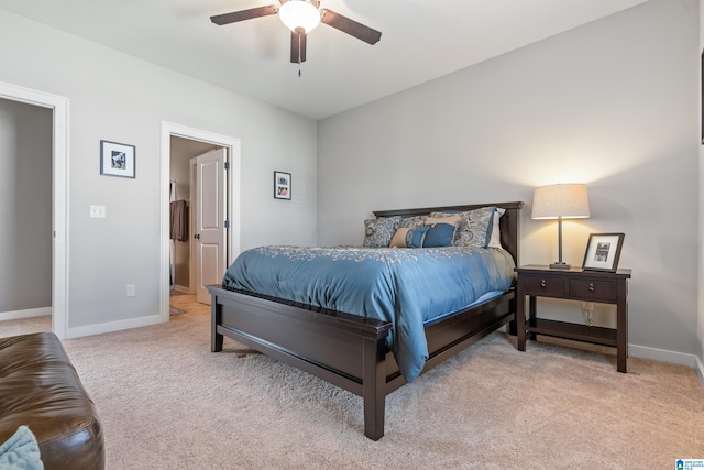 bedroom with carpet flooring and ceiling fan