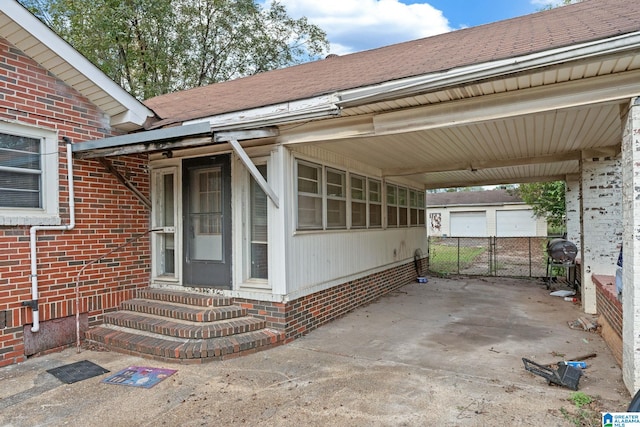 exterior space featuring a carport