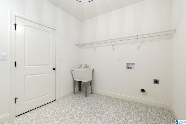 laundry area featuring hookup for an electric dryer and washer hookup