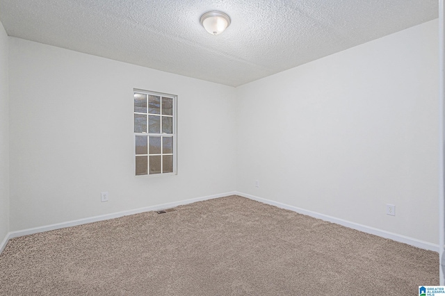 spare room with carpet flooring and a textured ceiling