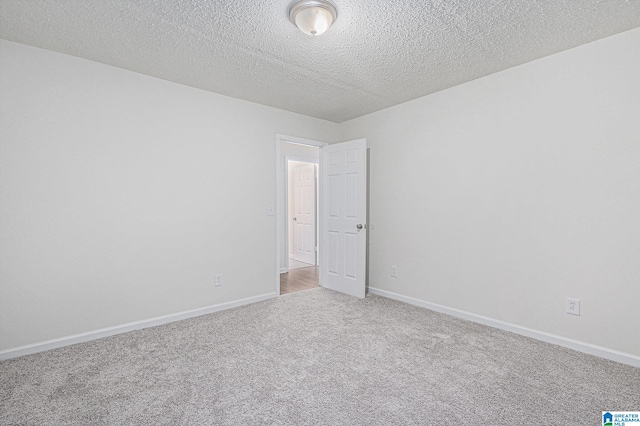 empty room featuring light carpet and a textured ceiling