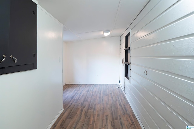 interior space with dark wood-type flooring