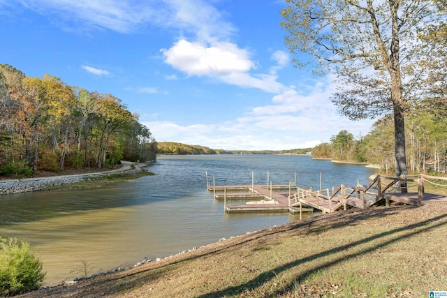 view of dock featuring a water view