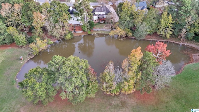 bird's eye view featuring a water view