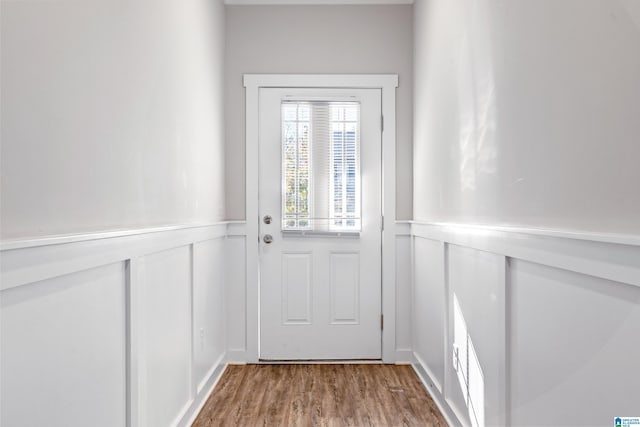 entryway with hardwood / wood-style floors