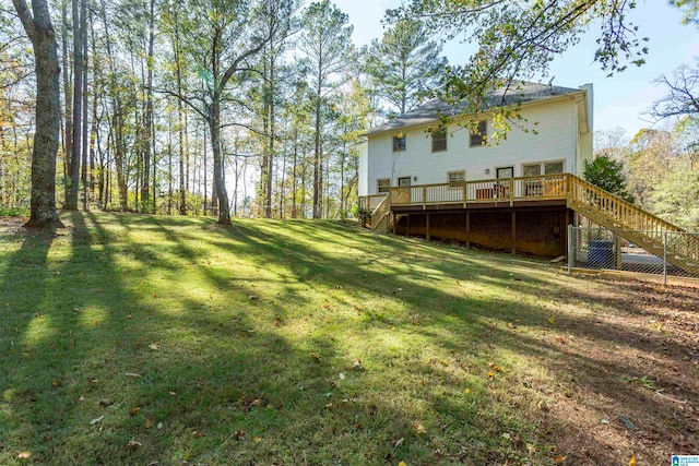 view of yard featuring a deck