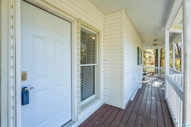 deck featuring ceiling fan