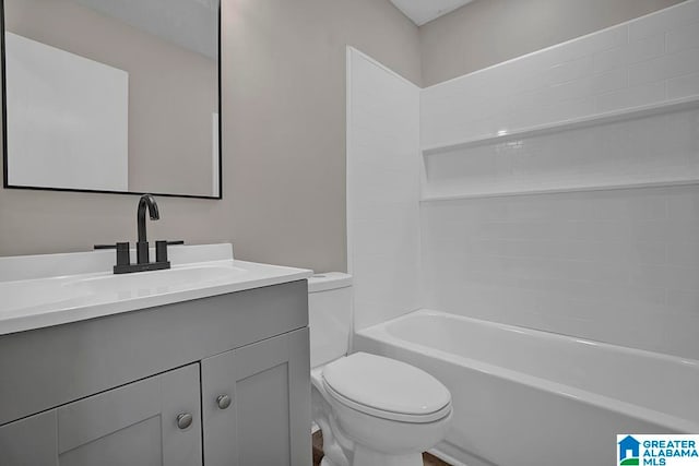 full bathroom featuring vanity, toilet, and tub / shower combination