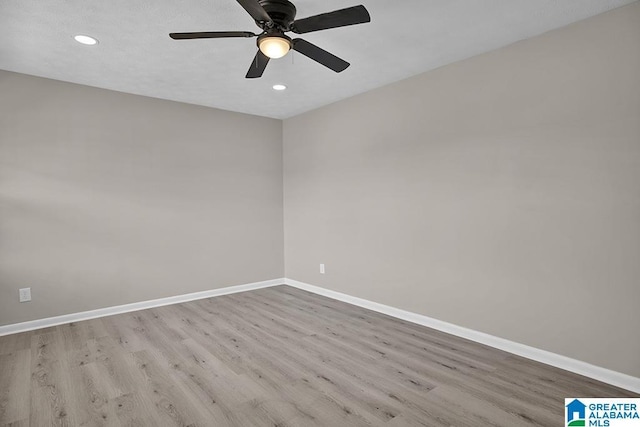 6129 Spruce Dr, Anniston, AL 36206 - spare room featuring recessed lighting, wood finished floors, baseboards, and a ceiling fan