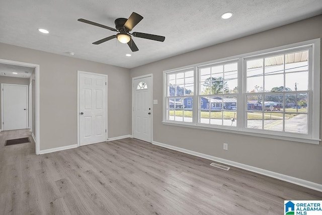 6129 Spruce Dr, Anniston, AL 36206 - entryway with baseboards, light wood-style flooring, recessed lighting, and ceiling fan