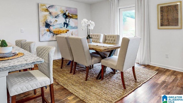 dining area featuring dark hardwood / wood-style flooring