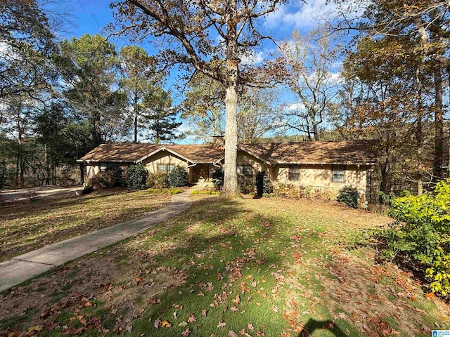 ranch-style house featuring a front yard