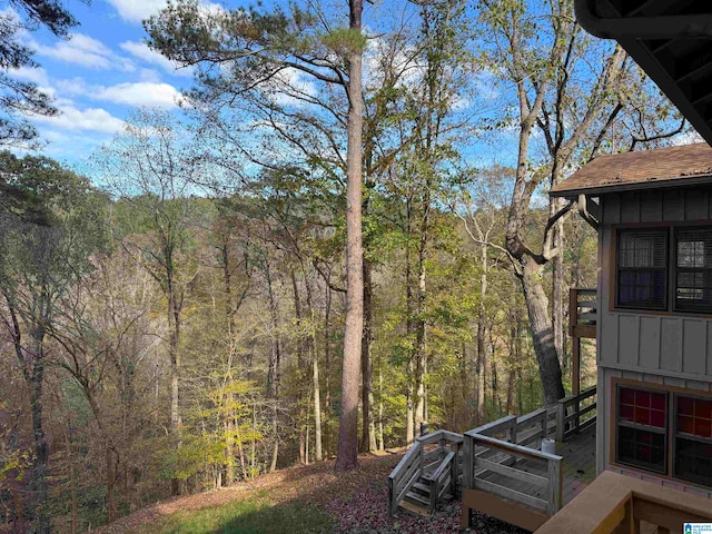 view of yard featuring a wooden deck