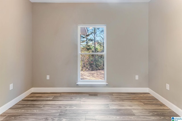 empty room featuring plenty of natural light and light hardwood / wood-style flooring