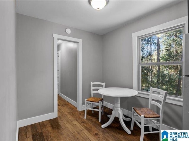 dining space with hardwood / wood-style flooring and a wealth of natural light