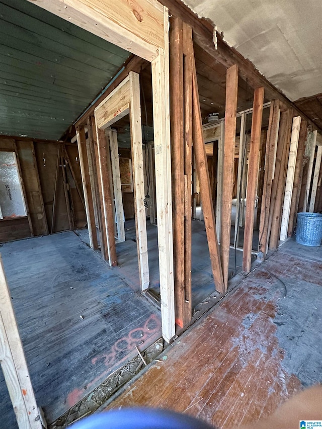 view of unfinished attic