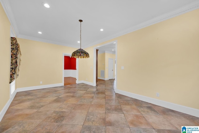 unfurnished dining area with ornamental molding