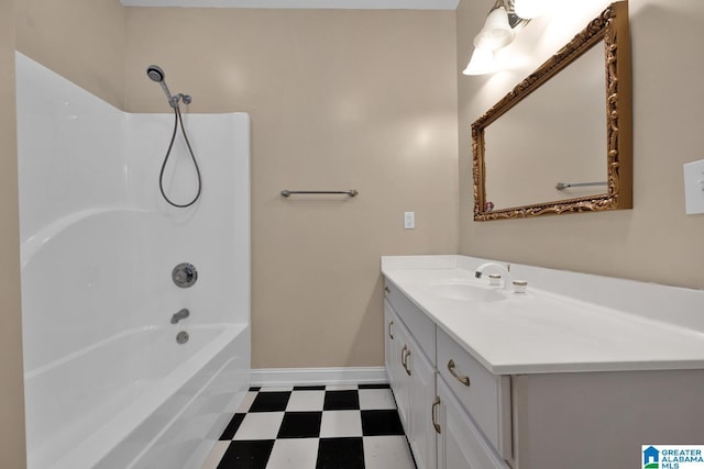 bathroom featuring vanity and tub / shower combination