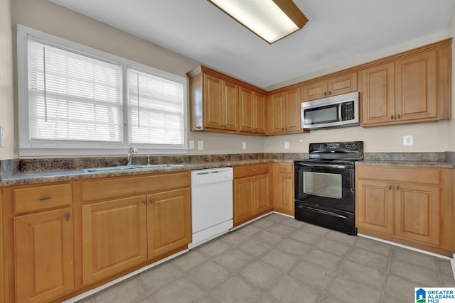 kitchen featuring electric range, dishwasher, and sink