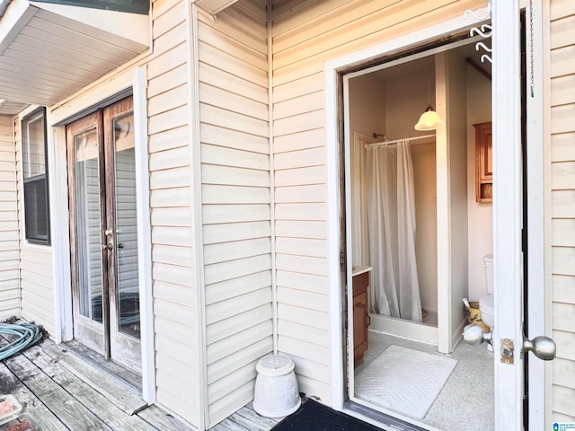 doorway to property with french doors