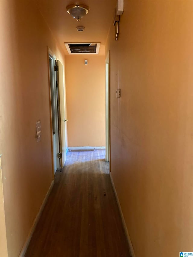 hallway with wood-type flooring