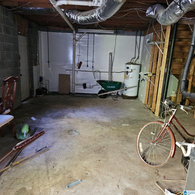 basement with gas water heater