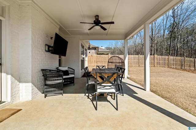 view of patio featuring outdoor lounge area and ceiling fan