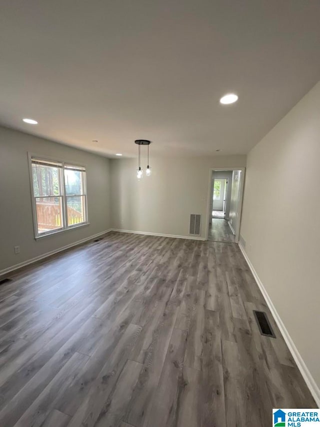 spare room with wood-type flooring