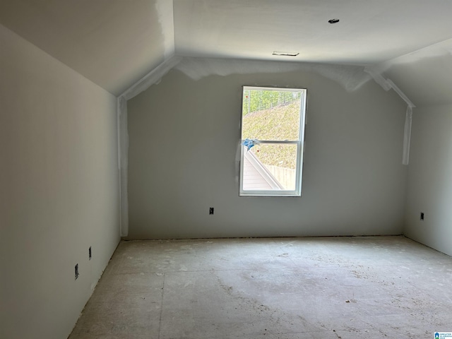 additional living space featuring lofted ceiling