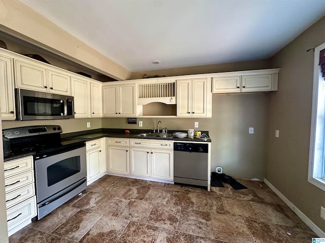 kitchen featuring white cabinetry, sink, and appliances with stainless steel finishes