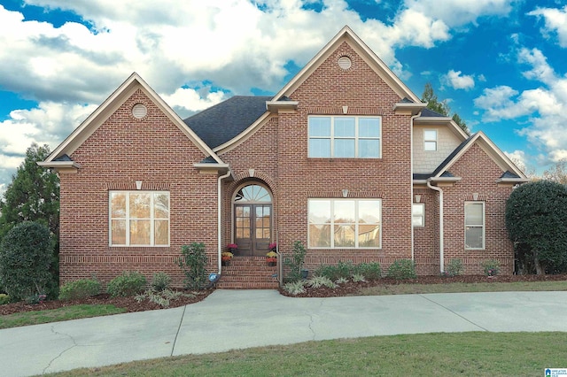 view of front facade featuring french doors