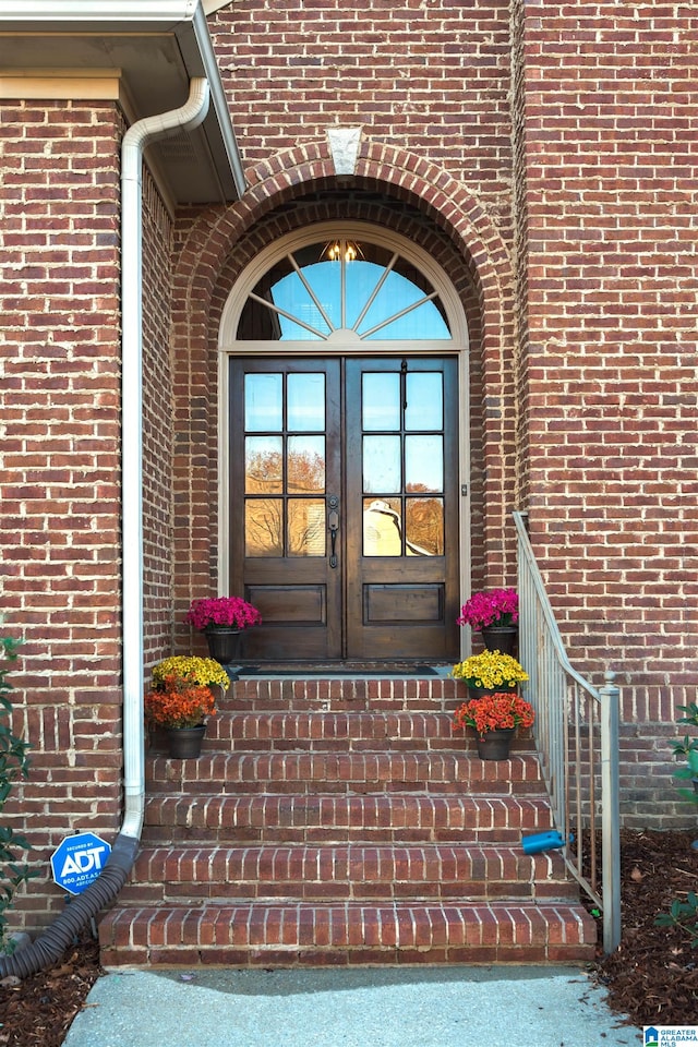 view of exterior entry with french doors