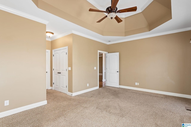 175 Smithfield Ln, Springville, AL 35146 - unfurnished bedroom featuring a raised ceiling, carpet floors, ornamental molding, and baseboards