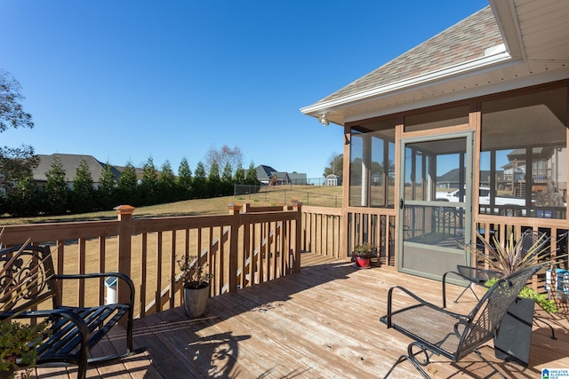 deck featuring a sunroom