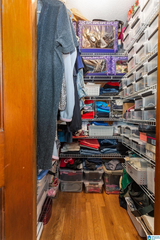 walk in closet featuring hardwood / wood-style flooring