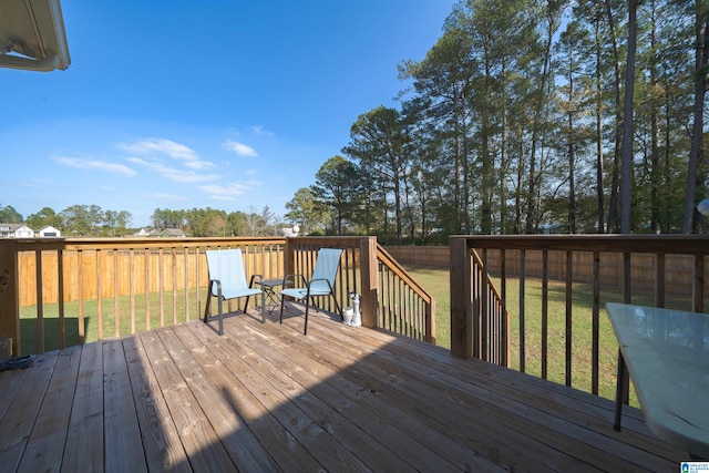 deck with a lawn