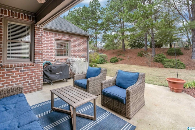 view of patio featuring grilling area and an outdoor living space