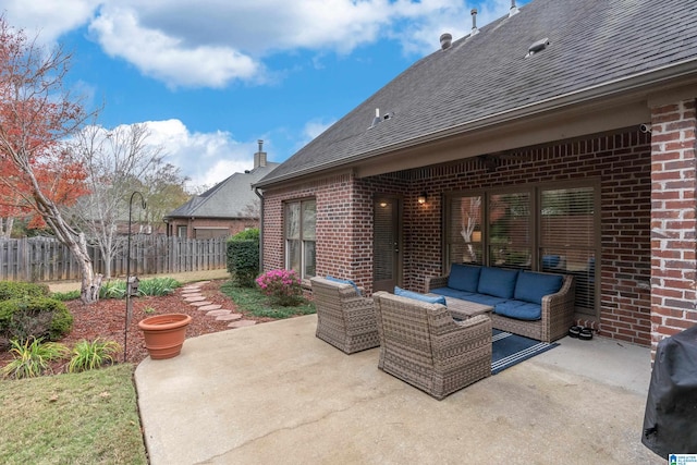 view of patio / terrace featuring an outdoor living space